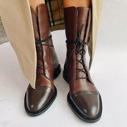 Valeria™ | Luxe Leather Lace-Up Boots