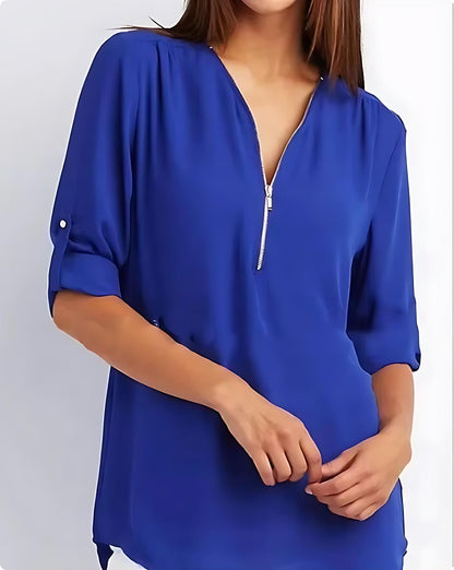 UrbanEase™ | Women’s Zip-Front Relaxed Blouse