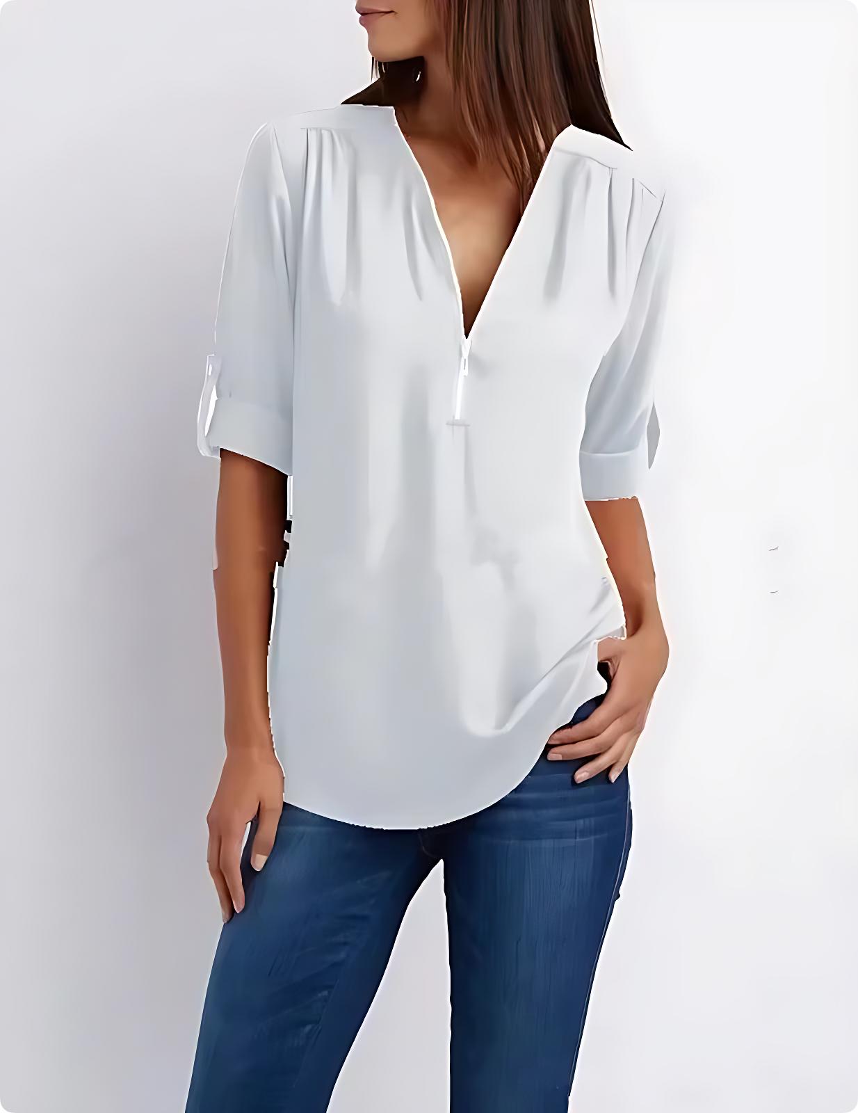 UrbanEase™ | Women’s Zip-Front Relaxed Blouse