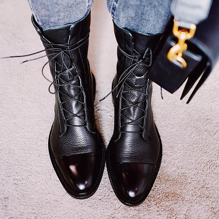 Valeria™ | Luxe Leather Lace-Up Boots