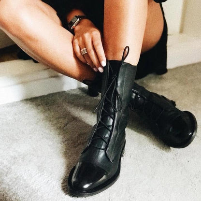 Valeria™ | Luxe Leather Lace-Up Boots